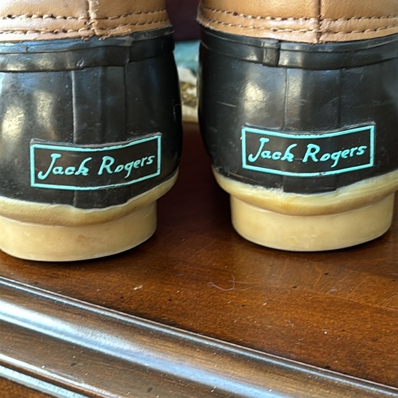 Jack Rogers Chloe Duck Classic Rain Boots Lace Up Leather Rubber Waterproof - Picture 8 of 15